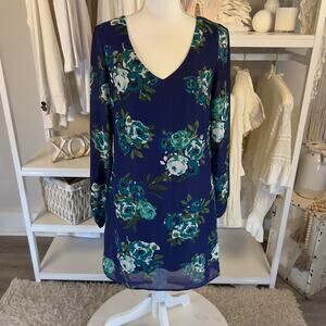 Lots of Love by Speechless Sz Medium Long Sleeve Tunic Dress Lined Bodice#3006
